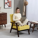 HOMCOM Nordic Accent Chair, Upholstered Velvet Armchair with Solid Wood Frame and Soft Thick Padded for Living Room, Bedroom, Champagne