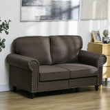 HOMCOM Two-Seater Mid-Century Sofa, with Pocket Springs - Dark Brown