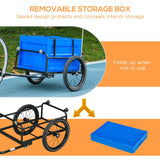 HOMCOM 65L Steel Frame Bike Trailer Storage Box - Blue