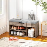 HOMCOM Shoes Cabinet Bench Hidden Storage Padded Seat Organiser Footwear Rack Hallway Grey Wood Grain