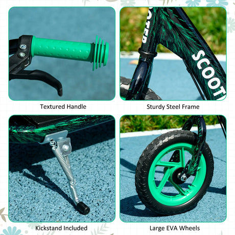 AIYAPLAY Kids Scooter with Adjustable Handlebar, Children's Kick Scooter with Non-slip Footplate, Rear Brake, Kickstand, Green