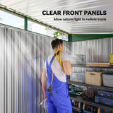 Outsunny 8.5 x 4ft Metal Shed with Lightsky Panels, Garden Storage Tool House with Double Doors for Garden, Patio and Lawn, Green