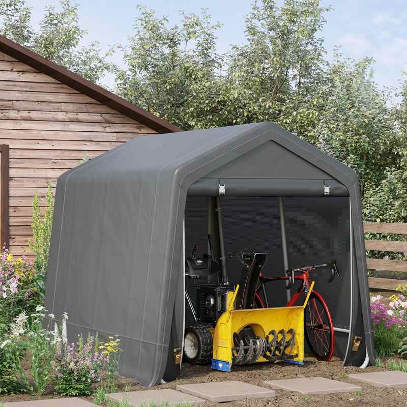 Outsunny 9 X 7.5ft Temporary Outdoor Equipment Shed - Dark Grey