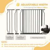 PawHut Wide Dog Safety Gate, with Door Pressure, for Doorways, Hallways, Staircases - Black