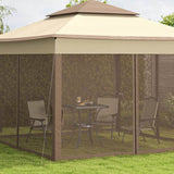 Outsunny 3 x 3(m) Pop Up Gazebo with Netting and Carry Bag, Party Tent Event Shelter for Garden, Patio - Khaki