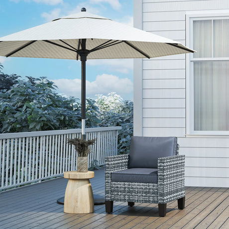 Outsunny Single Rattan Armchair, with Cushions - Light Grey