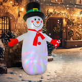 Outsunny 8FT Christmas Inflatable Outdoor Decoration with Dynamic Disco & LED Lights, Self-Inflating Christmas Blow Up Snowman for Garden, Indoor Outdoor Home Decor