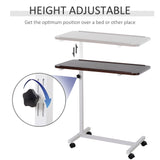 HOMCOM Height Adjustable Over Bed Table with Wheels, C Shaped Laptop Desk, Portable Hospital Bed Table for Living Room, Bedroom, Brown