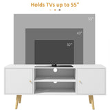 HOMCOM TV Stand Cabinet up to 55 Inches, TV Unit with Storage Shelves and Wood Legs for Living Room, Bedroom, White