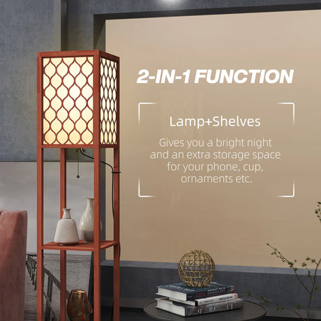HOMCOM Duo Light Floor Shelves - Brown