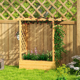 Outsunny Garden Planter with Trellis, Wooden Raised Bed for Garden with Hanging Roof and Drainage Holes, Outdoor Trellis Planter Box for Vegetables, Herbs and Flowers, 110 x 44 x 113 cm, Natural