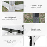 Outsunny 3.2m Pop Up Gazebo Hexagonal Canopy Tent Outdoor Sun Protection with Mesh Sidewalls, Handy Bag, Light Grey