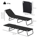 Outsunny Garden Sun Lounger, with Five-Position Back - Black