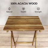 Outsunny Outdoor Coffee Table Foldable Wooden Garden Table for Patio Balcony Natural Wood