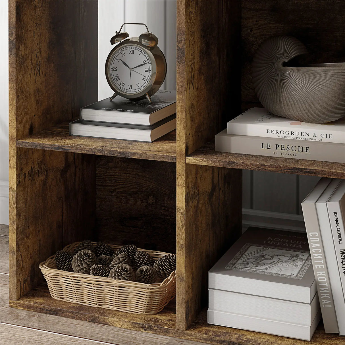 HOMCOM 6-Cube Bookshelf - Rustic Brown