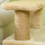 PawHut Adjustable Cat Steps, with House & Hanging Toy Ball - Beige