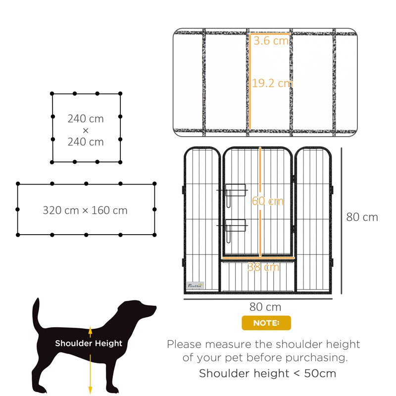 PawHut 12 Panels Heavy Duty Puppy Playpen, for Small Dogs, Indoor and Outdoor Use - Silver