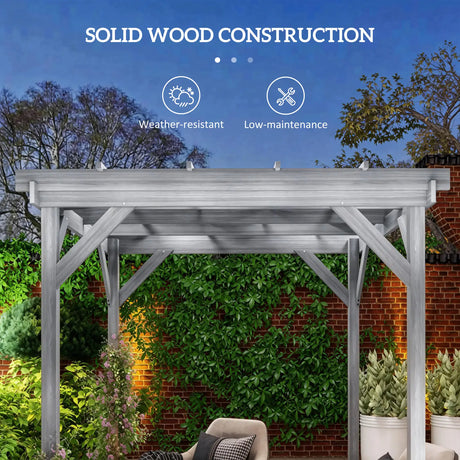 Outsunny 2 x 2m Wooden Pergola Kit, Decorative Garden Gazebo Shelter with Stable Structure for Climbing Vines, Flowers, Grey