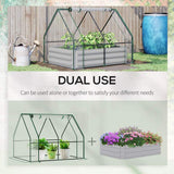 Outsunny Raised Garden Bed with Greenhouse, Steel Planter Box with Plastic Cover, Roll Up Window, Dual Use for Flowers, Vegetables, Fruits and Herbs, 127L x 95W x 92H cm, Clear