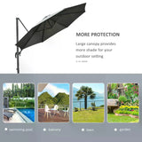 Outsunny 3(m) Offset Parasol Cantilever Hanging Umbrella 360 Rotation w/ Base Dark Grey