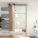 HOMCOM 4FT/122CM Bi-Folding Sliding Barn Door Hardware Track Kit, Heavy Duty Sliding Door Kit for 2 Doors with J Shape Hanger