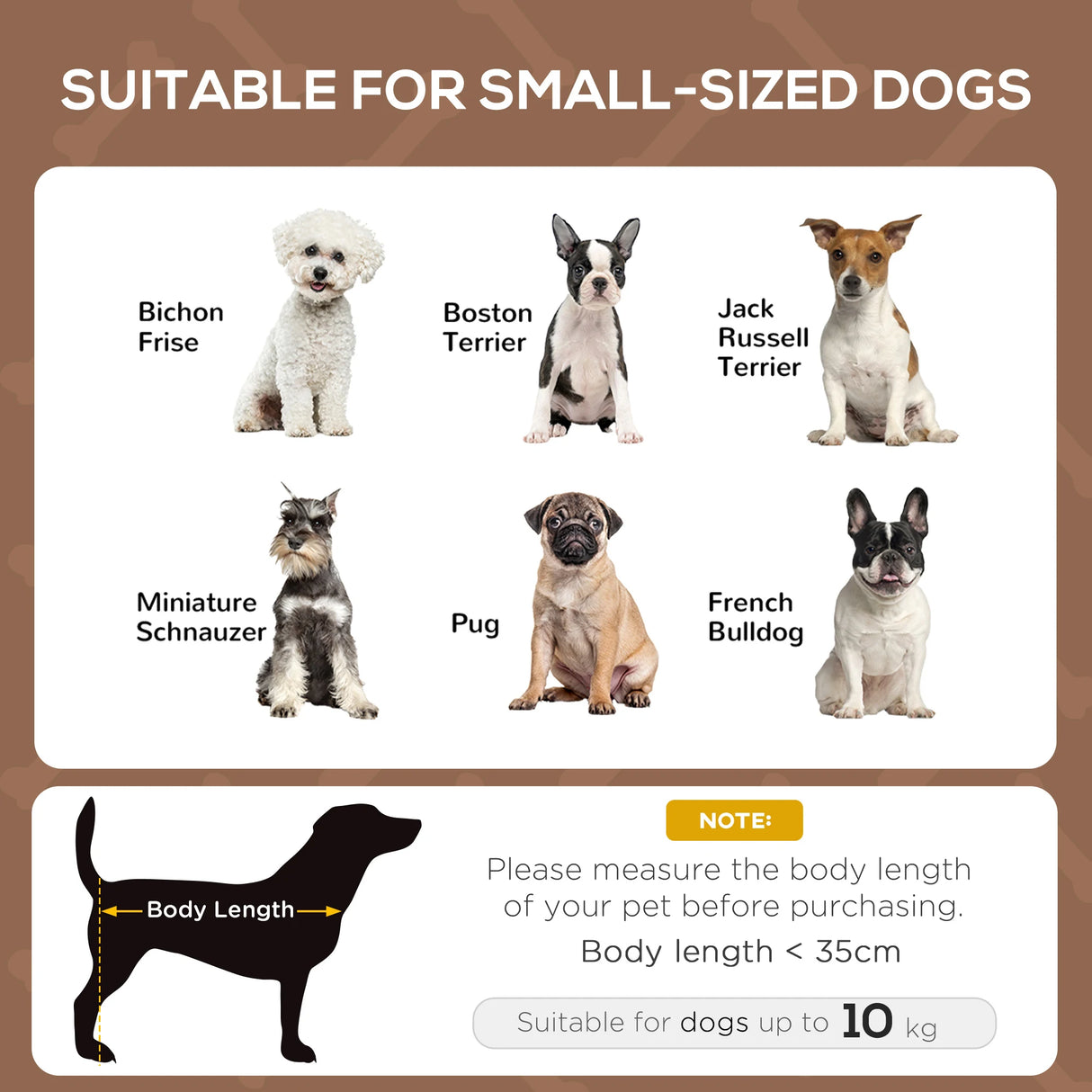 PawHut Raised Dog Bed Waterproof Elevated Pet Cot with Breathable Mesh UV Protection Canopy Brown, for Small Dogs, 61 x 46 x 62cm