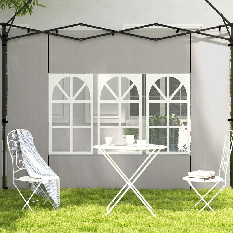 Outsunny Gazebo Side Panels, Sides Replacement with Window for 3x3(m) or 3x6m Gazebo Canopy, 2 Pack, White