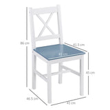 HOMCOM Dining Chairs Set of 2, Pine Wood Kitchen Chairs with Cross Back, Solid Structure for Living Room and Dining Room, White