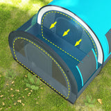 Outsunny Six Man Duo Room Tunnel Tent, with Accessories - Grey/Blue
