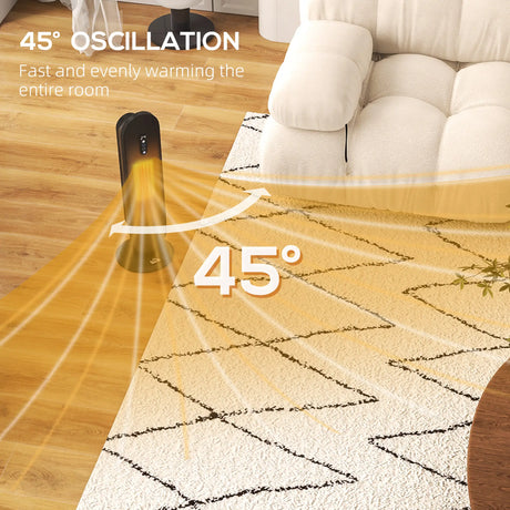 HOMCOM 45 Oscillating Ceramic Space Heater, with Remote - Black