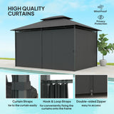 Outsunny 3 x 4m Steel Gazebo, with Curtains - Black