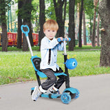 HOMCOM 5 in1 Kids  Scooter 3 Wheel Toddler scooter Kick Scooter with Adjustable Handlebar, Removable Seat & Back Rest for 18 Month+, Blue