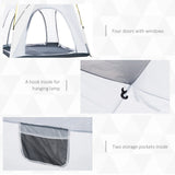 Outsunny 4 Person Automatic Camping Tent, Outdoor Pop Up Tent, Portable Backpacking Dome Shelter, Light Grey