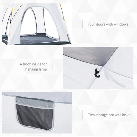 Outsunny 4 Person Automatic Camping Tent, Outdoor Pop Up Tent, Portable Backpacking Dome Shelter, Light Grey