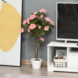 Outsunny Artificial Plants Pink Rose Floral in Pot, Fake Plants for Home Indoor Decor, 90cm