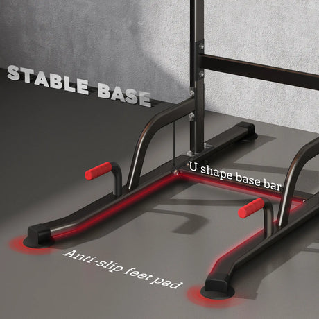 HOMCOM Power Tower Station with Dip Stand, Pull Up Bar Home Office Gym Training Workout Equipment