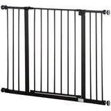 PawHut Dog Gate Pet Safety Gate Stair Barrier Pressure Fit Adjustable 76-82/86-97/101-107 cm, Black