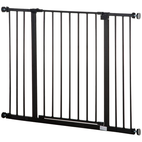 PawHut Dog Gate Pet Safety Gate Stair Barrier Pressure Fit Adjustable 76-82/86-97/101-107 cm, Black