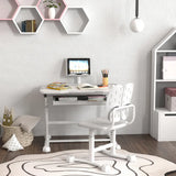 AIYAPLAY Height Adjustable Kids Desk and Chair Set, School Study Writing, Reading Table Chair Set w/ Tilted Desktop, Grey