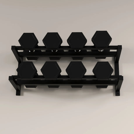 SPORTNOW Wall-Mounted Dumbbell Rack, 2-Tier Weight Stand, Space-Saving and Multi-Functional Steel organiser for Home Gym, Black