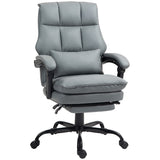 HOMCOM Faux Leather Reclining Office Chair, with Footrest - Grey