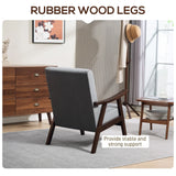 HOMCOM Nordic Accent Chair, Upholstered Velvet Armchair with Solid Wood Frame and Soft Thick Padded for Living Room, Bedroom, Grey