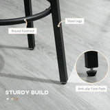 HOMCOM Bar Stools, Set of 2 Kitchen Breakfast Stools with Sturdy Steel Frame, Industrial Tall Bar Chairs, 65cm High Seat, Rustic Brown