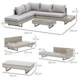 Outsunny Three-Piece Corner Rattan Set, with Glass Tables