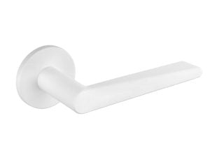 Tupai Exclusivo 5S Line Torrao Lever Door Handle on 5mm Slimline Round Rose - White - Set