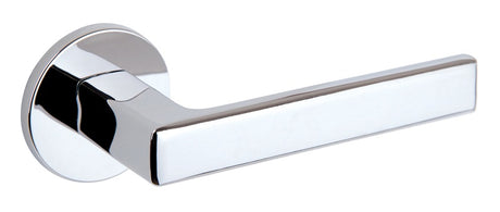 Tupai Exclusivo 5S Line Portel Lever Door Handle on 5mm Slimline Round Rose - Bright Polished Chrome - Set