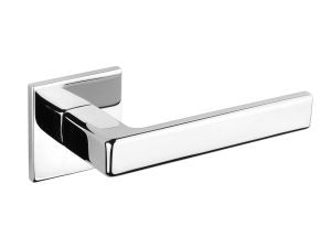 Tupai Exclusivo 5S Line Portel Lever Door Handle on 5mm Slimline Square Rose - Bright Polished Chrome - Set