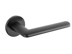 Tupai Exclusivo 5S Line Tavira Lever Door Handle on 5mm Slimline Round Rose - Pearl Black - Set