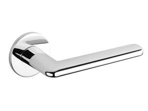 Tupai Exclusivo 5S Line Tavira Lever Door Handle on 5mm Slimline Round Rose - Bright Polished Chrome - Set