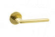 Tupai Exclusivo 5S Line Tavira Lever Door Handle on 5mm Slimline Round Rose - Raw Brass - Set